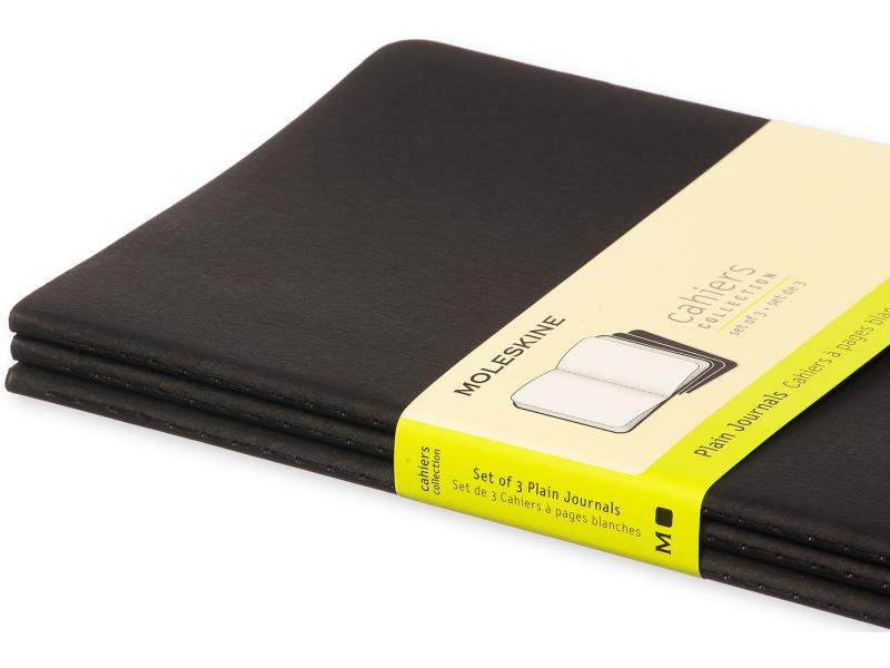 Moleskine Notizbuch A5 Blanko, Schwarz, 3-teilig