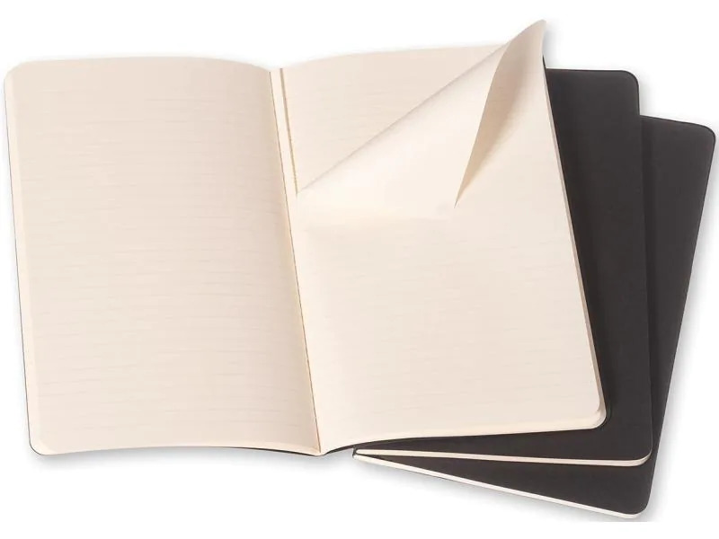 Moleskine Notizbuch A5 Liniert, Schwarz, 3-teilig