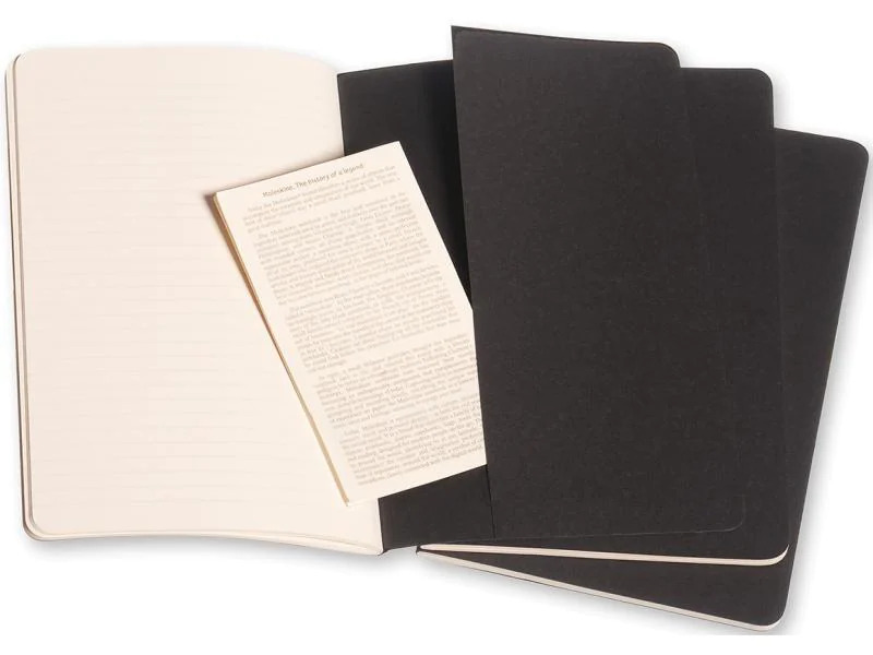 Moleskine Notizbuch A5 Liniert, Schwarz, 3-teilig