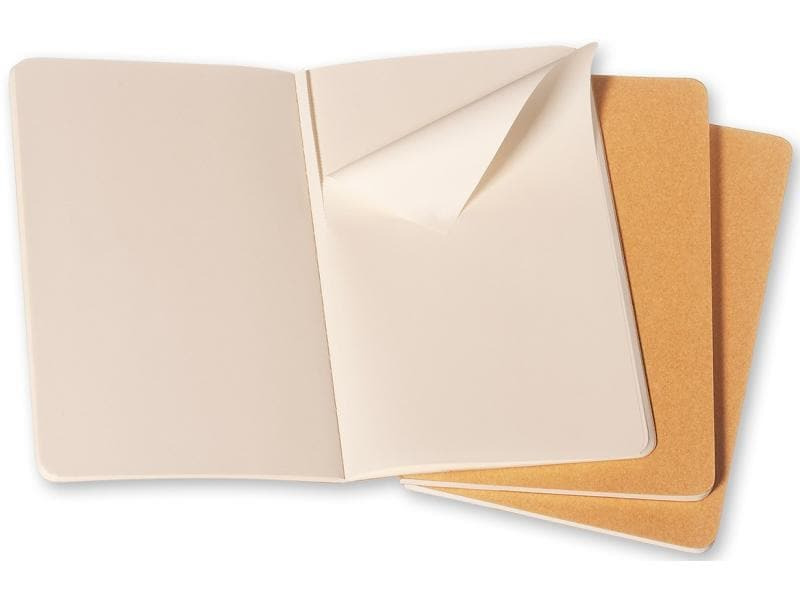 Moleskine Notizbuch A6 Blanko, Hellbraun, 3-teilig