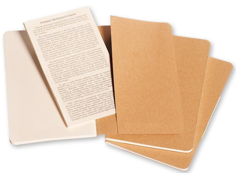 Moleskine Notizbuch A6 Blanko, Hellbraun, 3-teilig