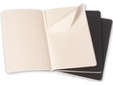 Moleskine Notizbuch A6 Blanko, Schwarz, 3-teilig