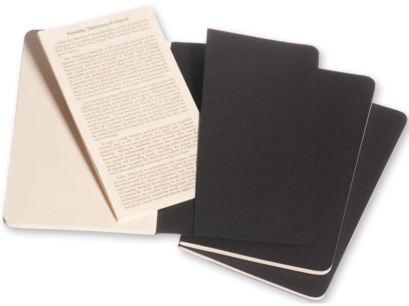 Moleskine Notizbuch A6 Blanko, Schwarz, 3-teilig