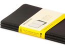 Moleskine Notizbuch A6 Kariert, Schwarz, 3-teilig
