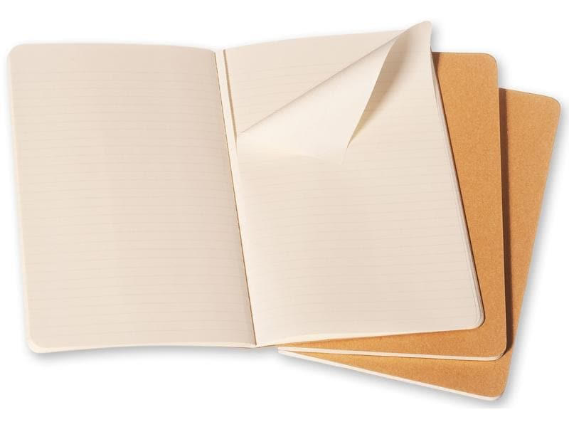 Moleskine Notizbuch A6 Liniert, Hellbraun, 3-teilig