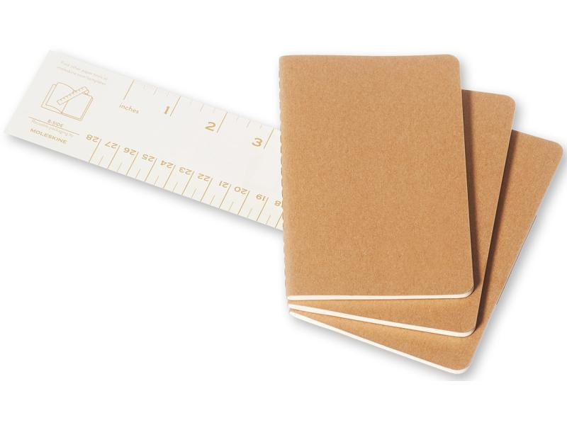 Moleskine Notizbuch A6 Liniert, Hellbraun, 3-teilig
