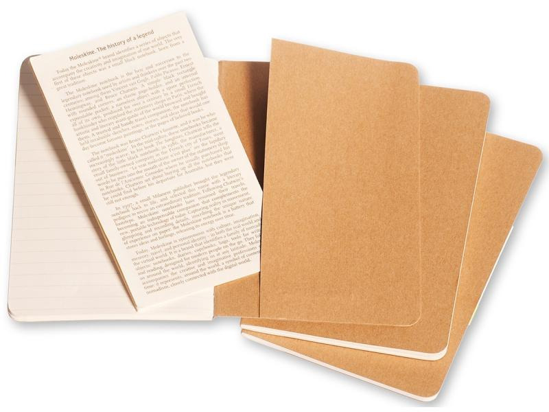 Moleskine Notizbuch A6 Liniert, Hellbraun, 3-teilig