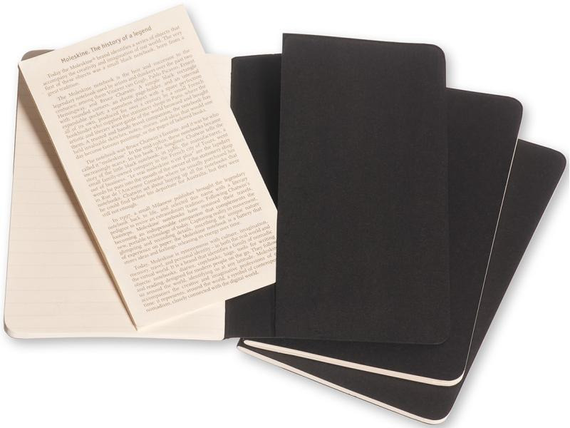 Moleskine Notizbuch A6 Liniert, Schwarz, 3-teilig