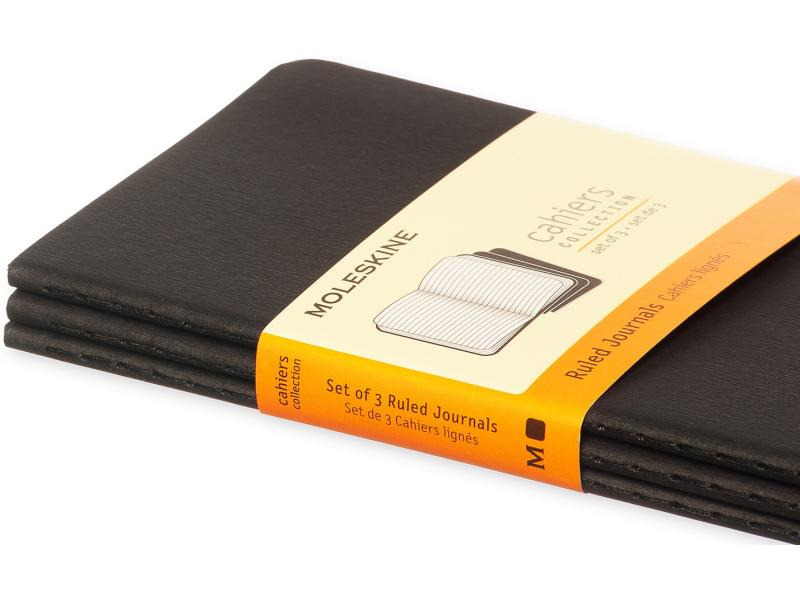 Moleskine Notizbuch A6 Liniert, Schwarz, 3-teilig