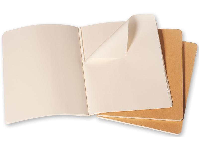 Moleskine Notizbuch XL Blanko, Hellbraun, 3er Set