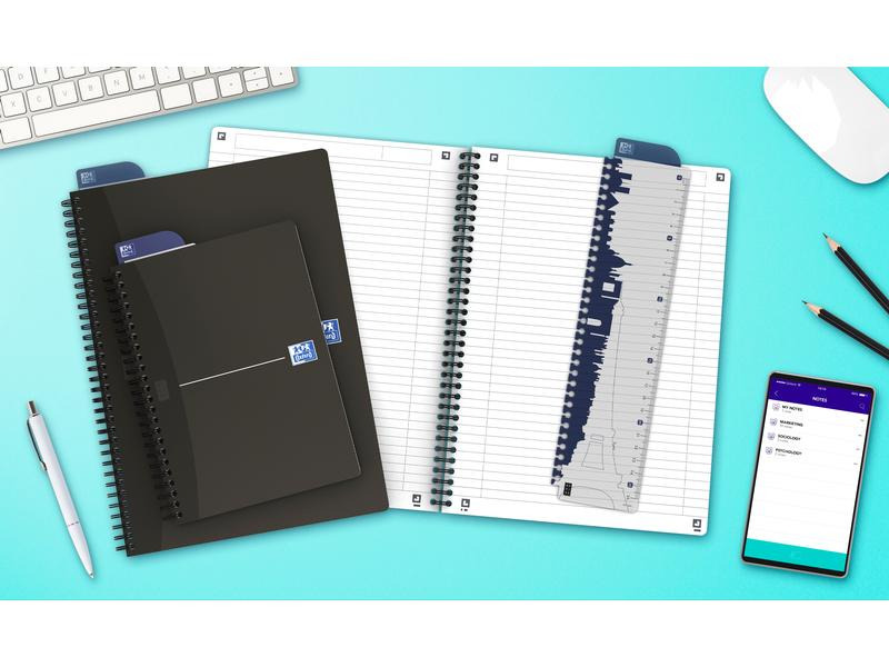 Oxford Notizheft Essentials Spiralbuch, A5, Kariert, Schwarz