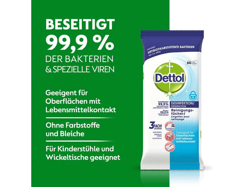 Dettol Allzweck-Reinigungstücher Desinfektion 60 Stück