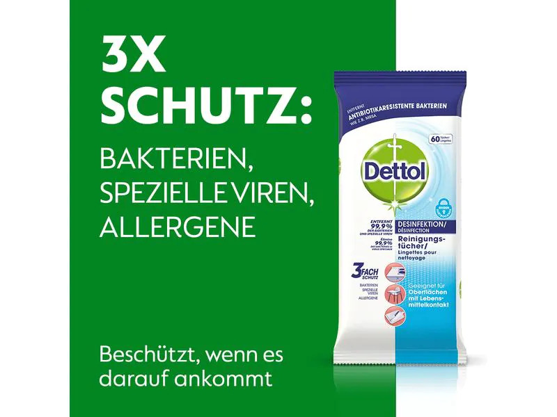 Dettol Allzweck-Reinigungstücher Desinfektion 60 Stück