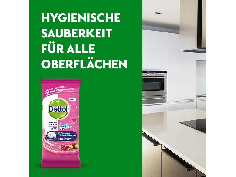 Dettol Allzweckreiniger Granatapfel Tücher 60 Stück