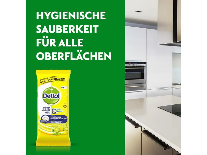 Dettol Allzweckreiniger Tücher Limette &amp; Minze 60 Stück