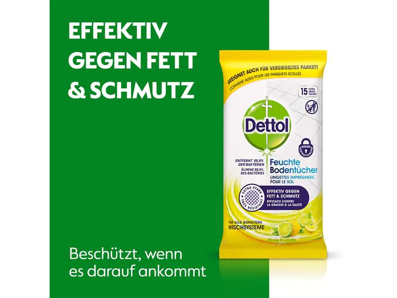 Dettol Bodentücher Zitrone &amp; Limette 15 Stück