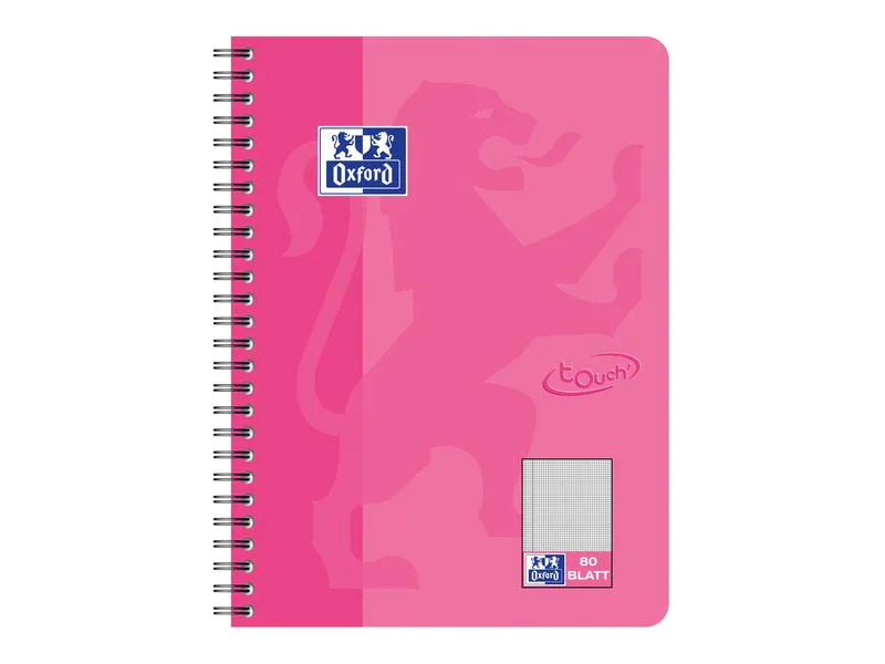 Oxford Notizheft Touch Collegeblock , B5, Kariert, Rosa