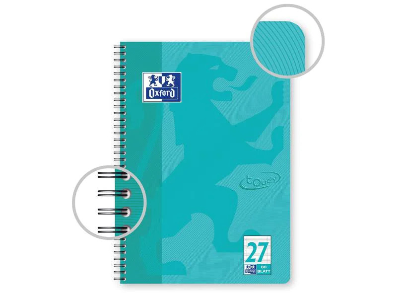 Oxford Notizheft Touch Collegeblock L27, A4 +, Liniert, Aqua