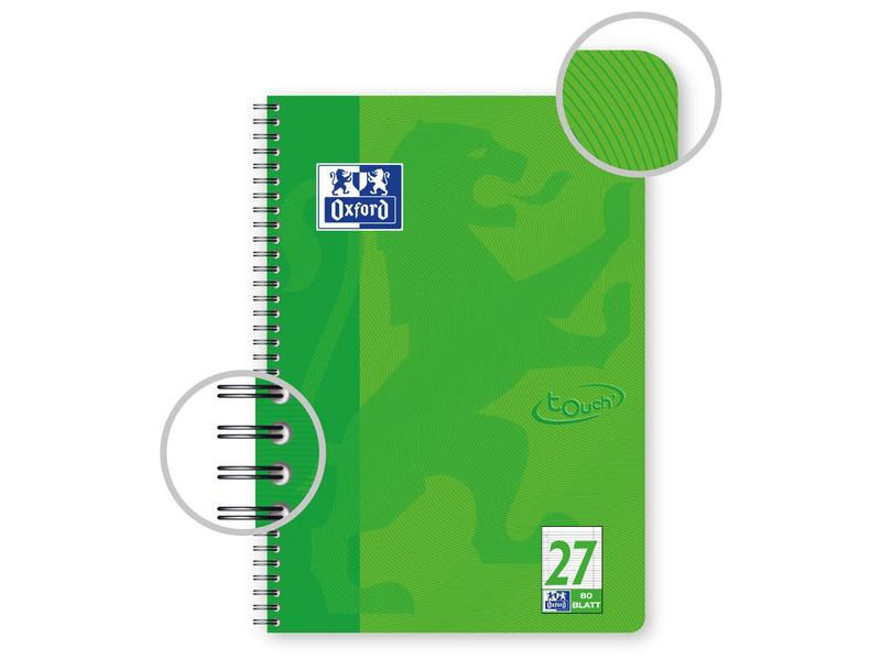 Oxford Notizheft Touch Collegeblock L27, A4 +, Liniert, Grün