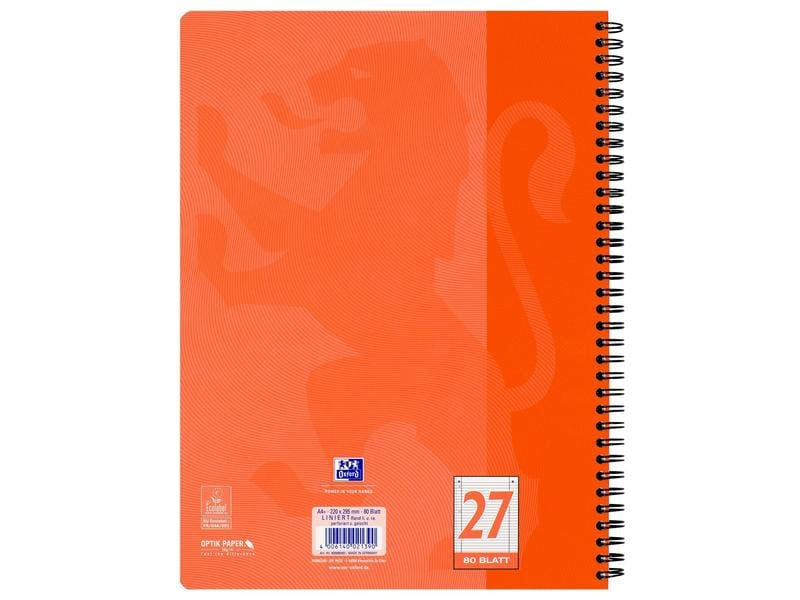 Oxford Notizheft Touch Collegeblock L27, A4 +, Liniert, Koralle