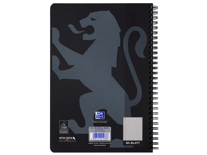 Oxford Notizheft Touch Collegeblock L28, B5, Kariert, Schwarz