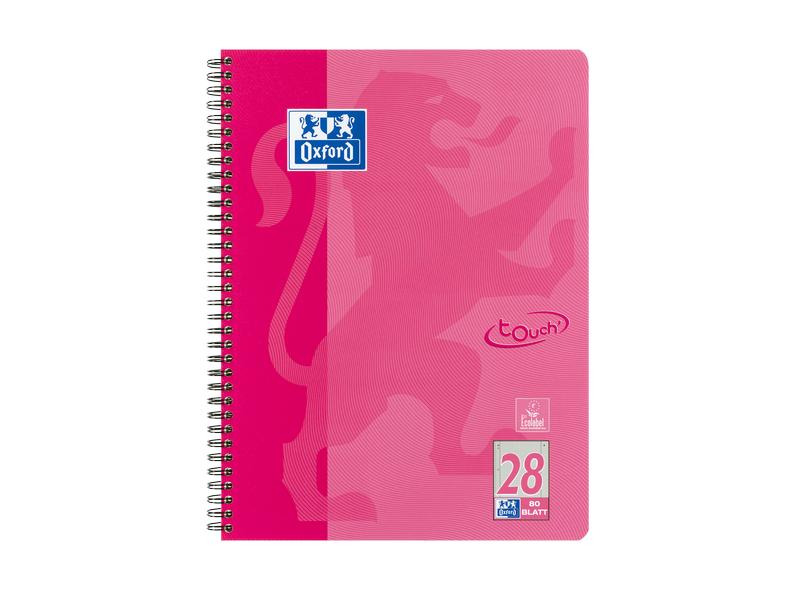 Oxford Notizheft Touch Collegeblock, A4, Kariert, Rosa