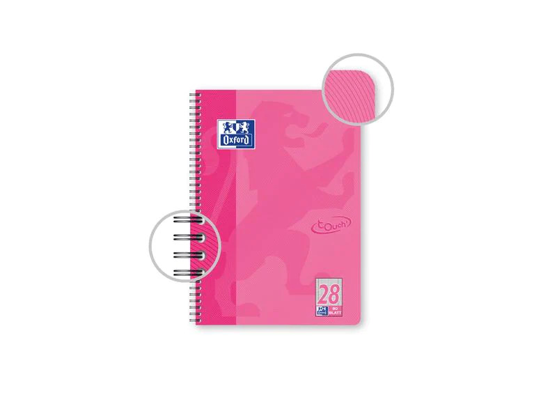 Oxford Notizheft Touch Collegeblock, A4, Kariert, Rosa