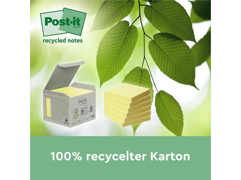 3M Notizzettel Post-it Green Notes Gelb, 7.6 cm x 7.6 cm