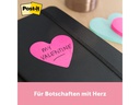 3M Notizzettel Post-it Herz, 1 Block à 225 Blatt, 3-Farbig