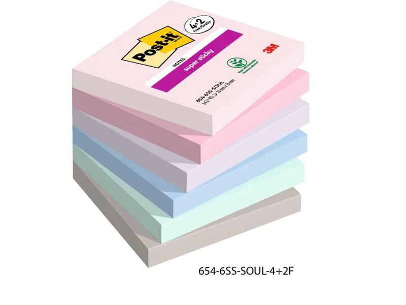Post-it Notizzettel Super Sticky Promotion 7.6 x 7.6 cm, 6 Blöcke