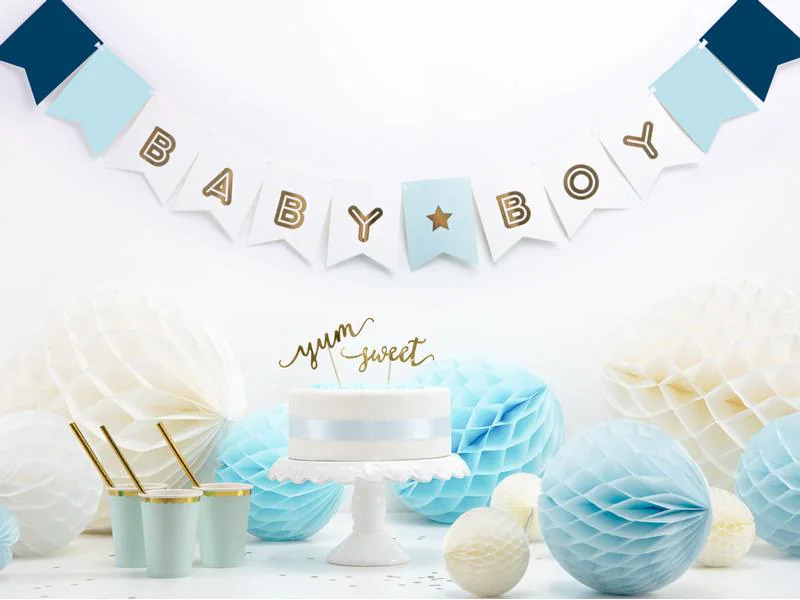 Partydeco Girlande Baby Boy 1.6 m, in Blau/Gold