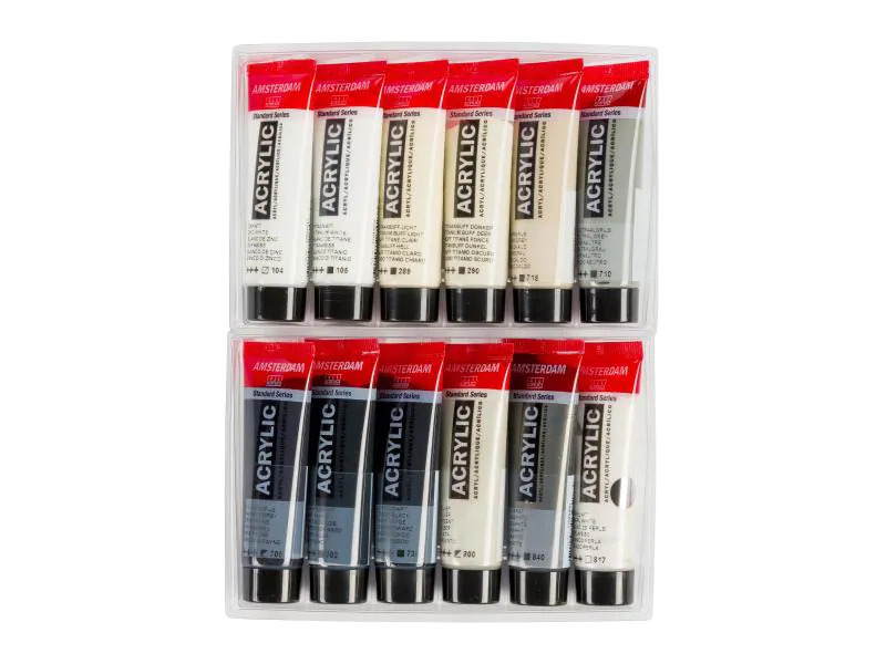 Amsterdam Acrylfarbe Greys 12 Tuben à 20 ml