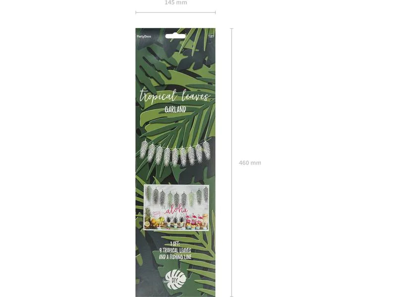 Partydeco Girlande Blätter 125 x 35 cm, Grün