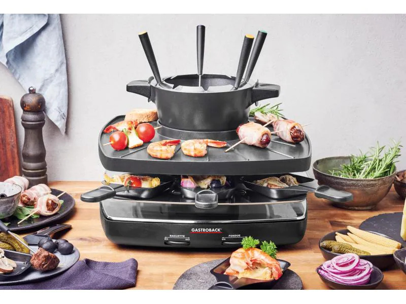 Gastroback Raclette-Kombination Raclette-Fondue Set 2 in 1