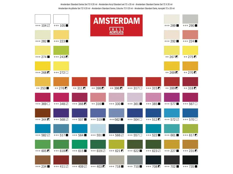 Amsterdam Acrylfarbe Standard Serie Set 72 x 20 ml