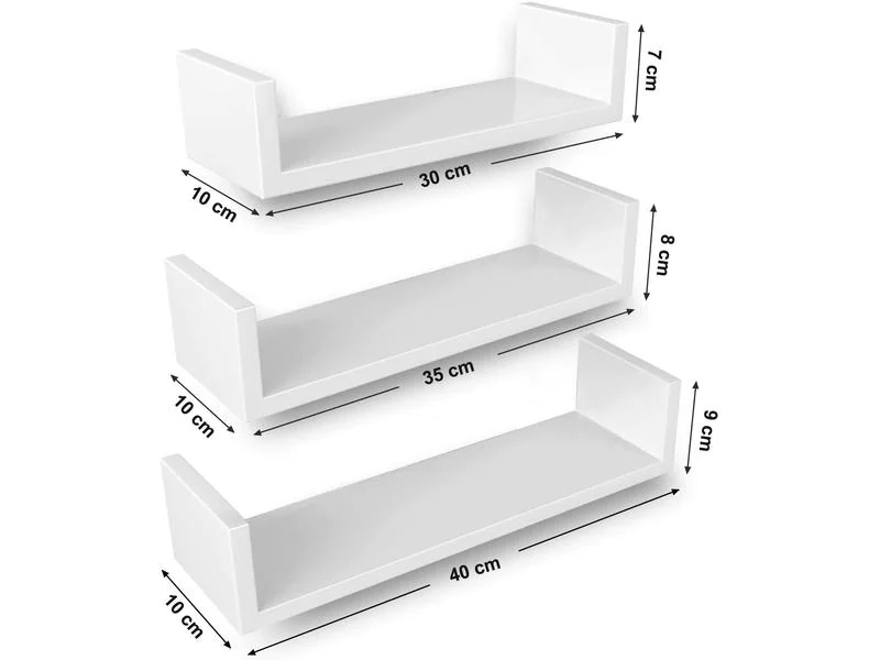 Songmics Wandregal u-förmig , Weiss
