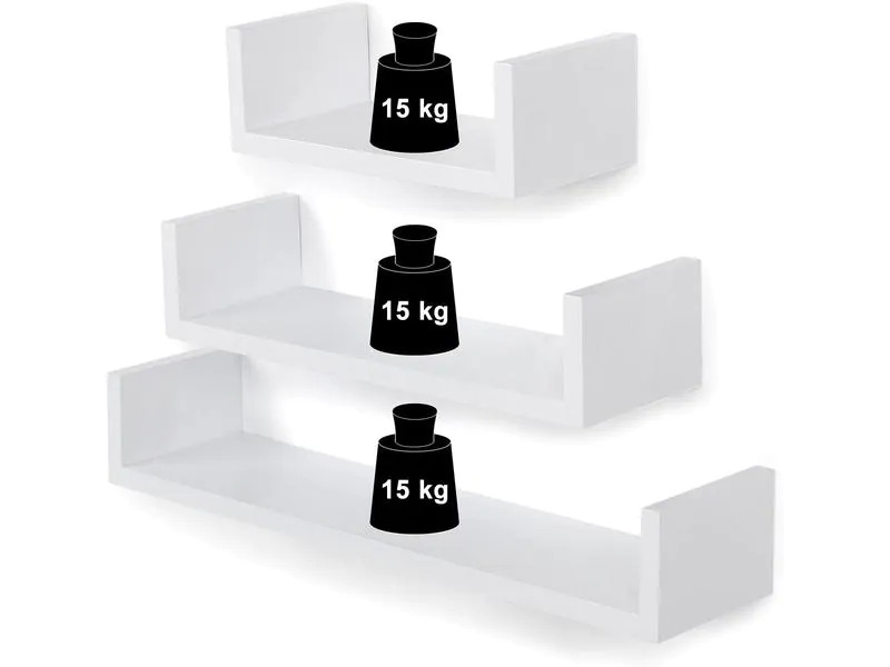 Songmics Wandregal u-förmig , Weiss
