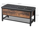 VASAGLE Bank mit Stauraum 100 x 47 cm, Braun/Schwarz
