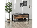 VASAGLE Bank mit Stauraum 100 x 47 cm, Braun/Schwarz