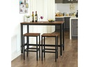 VASAGLE Bartisch mit 2 Hockern 120 x 90 cm, Braun/Schwarz