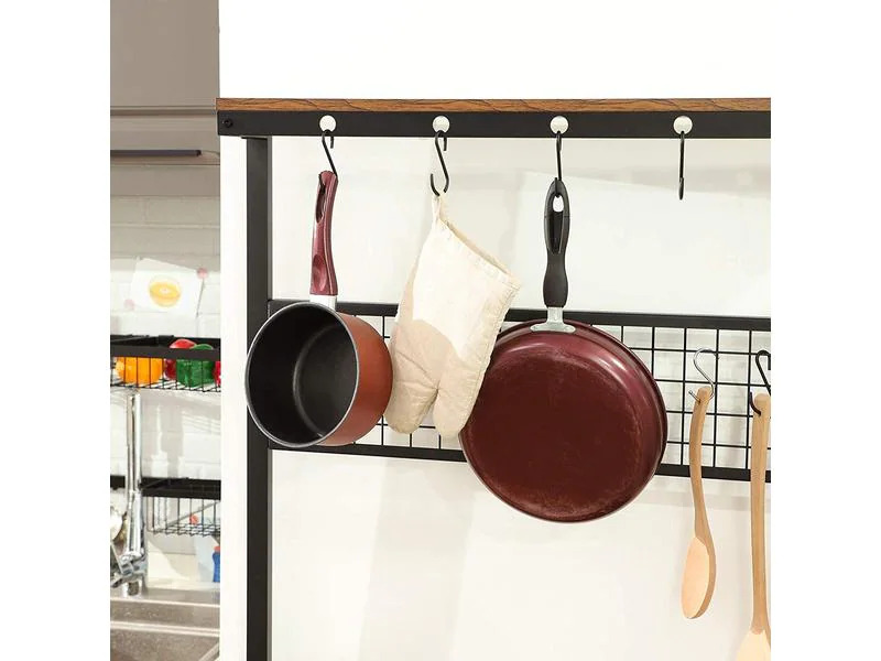 VASAGLE Küchenregal mit 10 Haken 84 x 170 cm, Braun/Schwarz