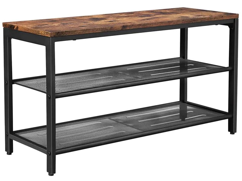 VASAGLE Schuhregal aus Holz und Eisen 30 x 80 cm, Braun/Schwarz