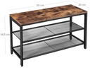 VASAGLE Schuhregal aus Holz und Eisen 30 x 80 cm, Braun/Schwarz