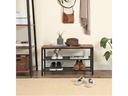 VASAGLE Schuhregal aus Holz und Eisen 30 x 80 cm, Braun/Schwarz