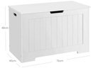 VASAGLE Truhe aus Holz 76 x 48 cm, Weiss