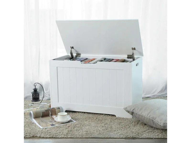 VASAGLE Truhe aus Holz 76 x 48 cm, Weiss