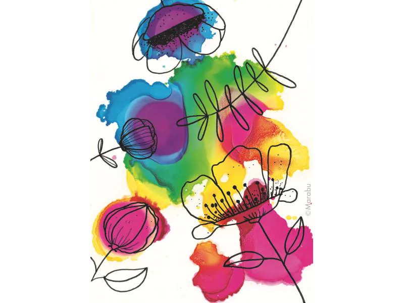 Marabu Alkoholtinte Ink Set FLOWERS, 3 Stück
