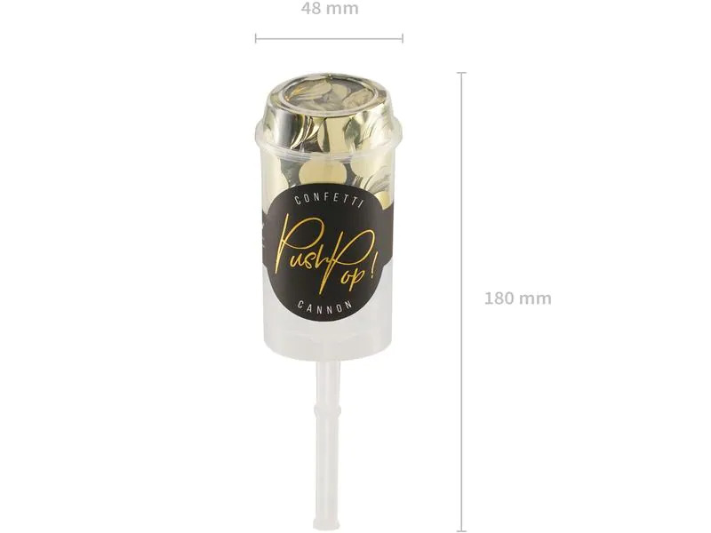Partydeco Konfettikanone Push-Pop 1 Stück, Gold
