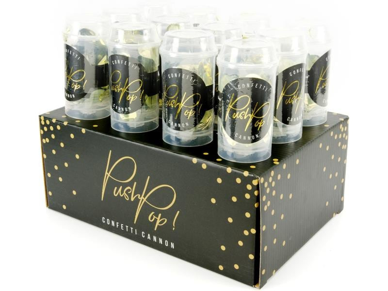 Partydeco Konfettikanone Push-Pop 1 Stück, Gold