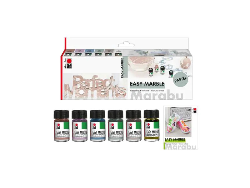 Marabu Marmorierfarbe Easy Marble 6 x 15 ml, Pastell